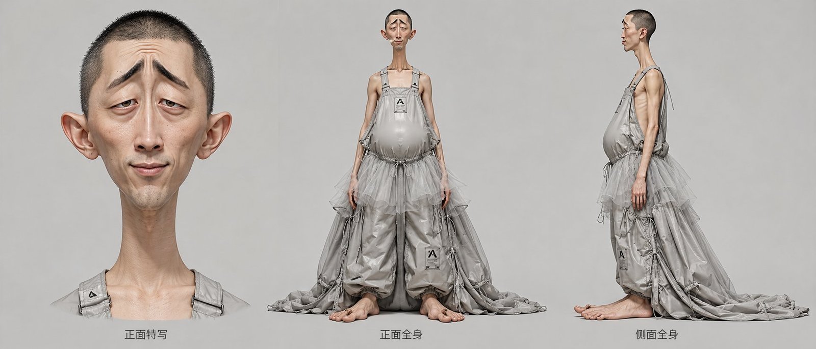 网纱瘦汉三视图设定